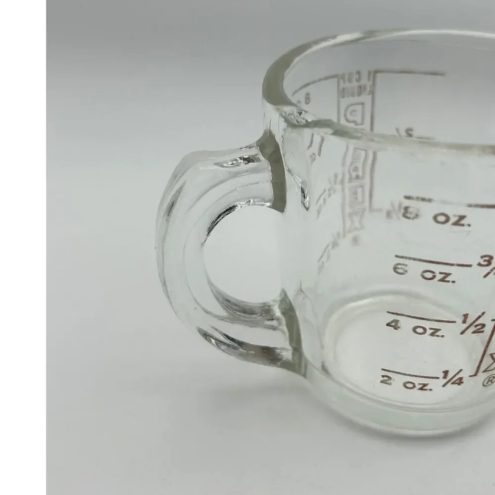 Vintage PYREX 508 Measuring Cup 1 Cup 8 oz Red Letter Open D Handle USA Glass